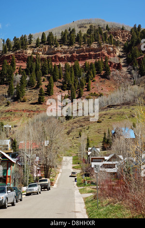 Die Stadt Telluride in den San Juan Mountains von Colorado Stockfoto