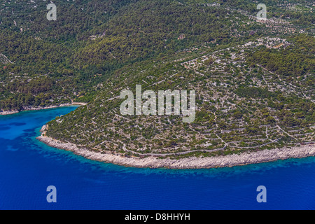 Aerial Panorama der Insel Losinj in Region Zadar, Kroatien. Stockfoto