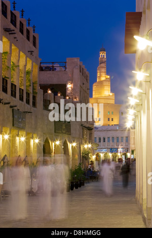 Katar, Naher Osten, Arabische Halbinsel, Doha, die restaurierte Souq Waqif mit Schlamm gerendert Geschäfte Stockfoto