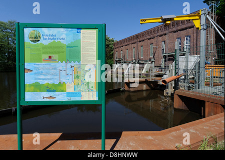 hydroelektrischen Kraftwerk Oldenburg auf Hunte Fluss, Oldenbuger Land, Niedersachsen, Deutschland Stockfoto