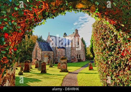 Herbst in Humbie Kirk, Parish Church, Humbie, Lothians, Schottland, Großbritannien, EH36 5PX Stockfoto