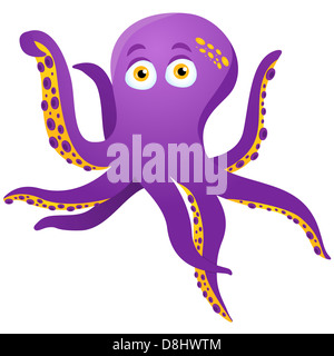 Vektor - lila Oktopus isoliert auf weiß Stockfoto