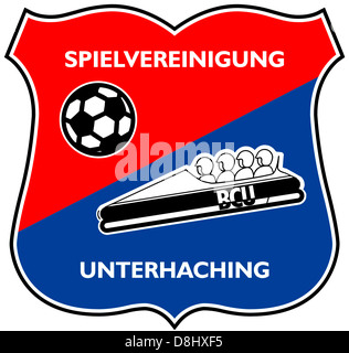 Logo des deutschen Fußball-Nationalmannschaft SpVgg Unterhachingen. Stockfoto