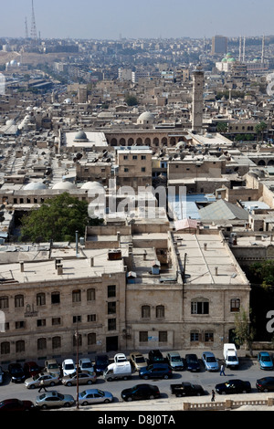 Panorama-Detail mit Umayyaden-Moschee in Aleppo, Syrien Stockfoto