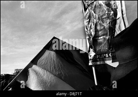 Nelson Mandela Poster, ANC Wahlveranstaltung, Athlone, Cape Town, 1994 Stockfoto