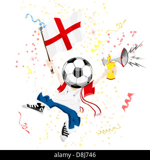 England Fußball-Fan mit Kugelkopf. Bearbeitbares Vektor-Illustration Stockfoto