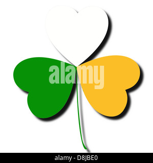 irische Flagge Klee auf weiß Stockfoto