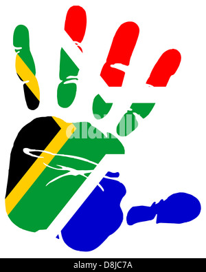 Hand print Flagge von Südafrika Stockfoto