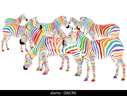 Farbenfrohe Zebras Stockfoto