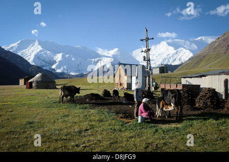 Halb-nomadisches Leben in dem zentralasiatischen Land Kirgistan Stockfoto