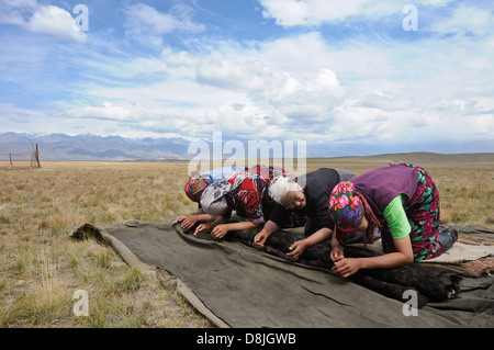 Halb-nomadisches Leben in dem zentralasiatischen Land Kirgistan Stockfoto