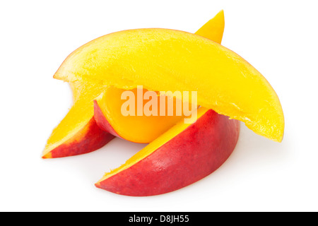 Mango-Slice auf weißem Hintergrund Stockfoto