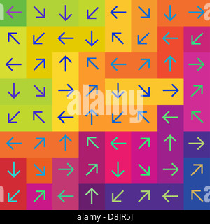 Abstrakte Pfeile auf bunte Rechtecke Hintergrund, Stockfoto