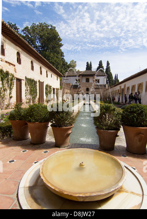 Patio De La Acequia Generalife, der Alhambra, Granada, Spanien Stockfoto