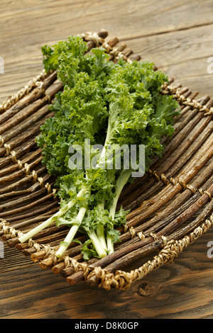 Nahaufnahme Foto von frischen Bio Grünkohl Stockfoto