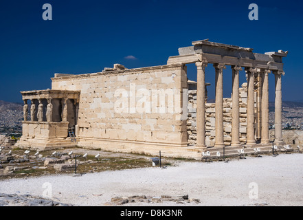 Erechtheion auf der Akropolis, einer der griechischen Antike Tempel. Athen, Griechisch Stockfoto