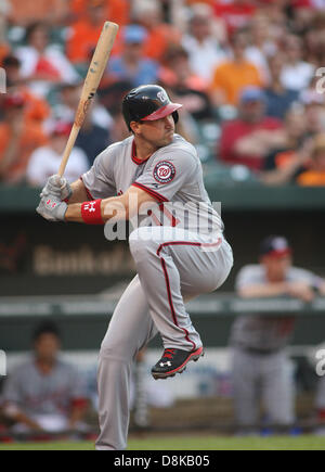 Baltimore, MD, USA. 30. Mai 2013. Washington Nationals dritte Baseman Ryan Zimmerman (11). Washington Nationals Vs Baltimore Orioles an Oriole Park at Camden Yards am 22. Mai 2013 in Baltimore, Maryland. Bildnachweis: Cal Sport Media/Alamy Live-Nachrichten Stockfoto