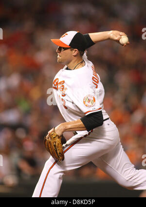 Baltimore, MD, USA. 30. Mai 2013. Baltimore Orioles Krug Jim Johnson (43). Washington Nationals Vs Baltimore Orioles an Oriole Park at Camden Yards am 22. Mai 2013 in Baltimore, Maryland. Bildnachweis: Cal Sport Media/Alamy Live-Nachrichten Stockfoto