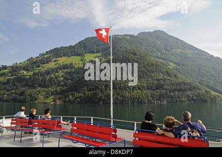 Autofaehre von Beckenried Nach Gersau Stockfoto