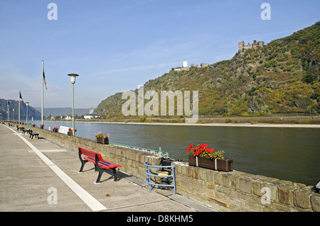 Uferpromenade in Bad Salzig Stockfoto