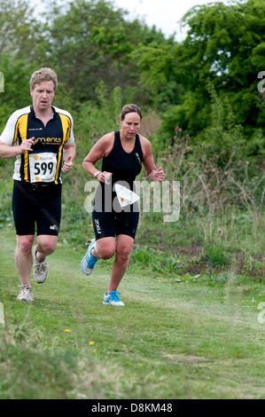 Läufer im Jahr 2013 Stratford 220 Triathlon Stockfoto