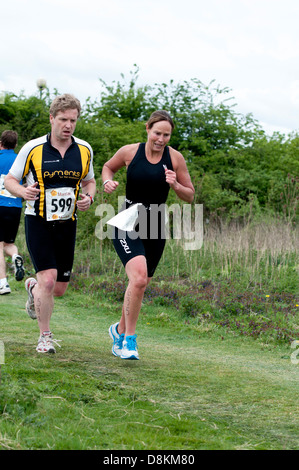 Läufer im Jahr 2013 Stratford 220 Triathlon Stockfoto