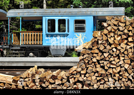 Historische Züge; Coni'Fer, Jura, Frankreich. Stockfoto