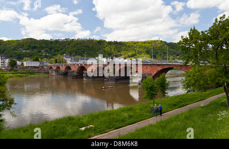 Trier / Trier: Römerbrücke (Römerbrücke) an der Mosel; Rheinland-Pfalz, Deutschland, Europa Stockfoto