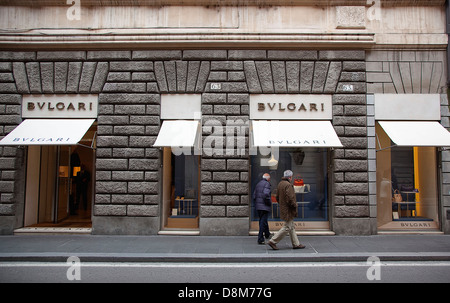 Italien, Latium, Rom, Via del Condotti, äußere des Bulgari Handtasche Shop. Stockfoto