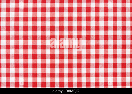 Rote und weiße Tischdecke Textur Hintergrund Stockfoto