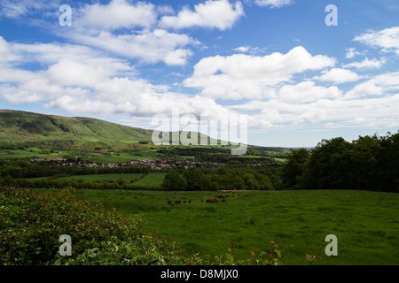 Eine Luftaufnahme des Lennoxtown in Glasgow, East Dunbartonshire, Schottland, UK Stockfoto