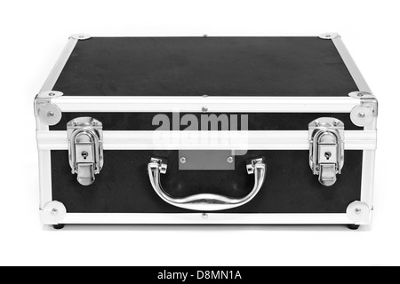 Schwarzer Koffer isoliert auf weiß Stockfoto