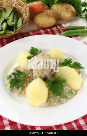 hausgemachte Frikadellen in einer weißen Soße Stockfoto