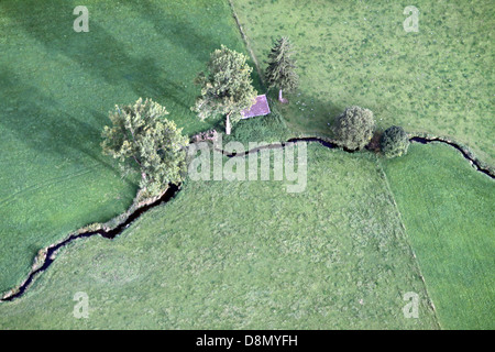 kleiner Bach auf einer Wiese Stockfoto