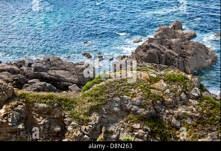 Küste und Klippen bei Cap Frehel Frankreich Stockfoto