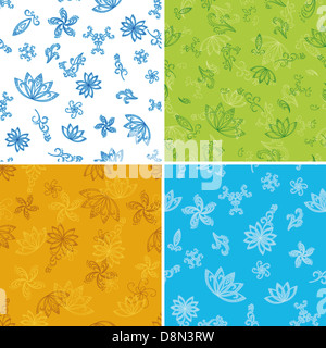 Eingestellten nahtlose floral abstrakt Stockfoto