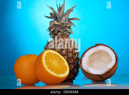 Ananas, Orange und Kokosnuss-Stück Stockfoto