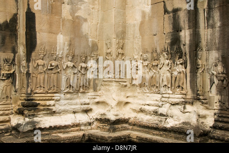 Tempel-Schnitzereien, Angkor Wat, Kambodscha Stockfoto