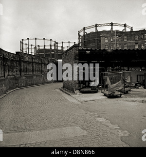 Schlacht-Brücke in der Nähe waren weit hinter Kings Cross Station, London, 1984 vor Arbeit am europäischen Bahnterminal Stockfoto