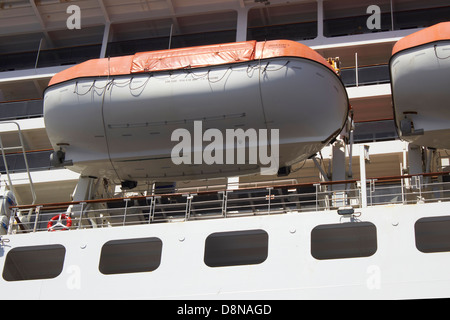 Details der Cunard Queen Mary 2 Ozeanriesen hautnah Stockfoto