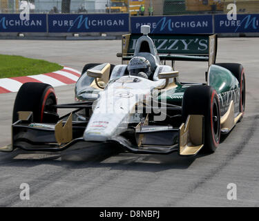 Detroit, Michigan, USA. 1. Juni 2013. Ed Carpenter (20) auf dem Platz im Zeittraining auf dem Raceway im Belle Isle Park am 1. Juni 2013 in Detroit, MI. Tom Turrill/CSM/Alamy Live News Stockfoto