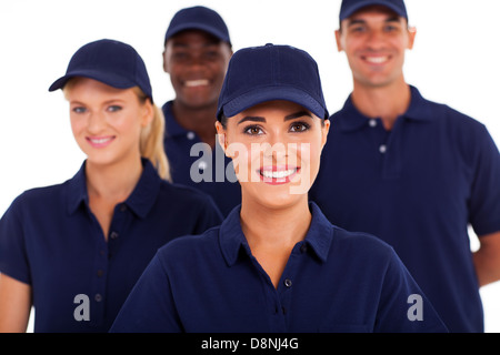 Gruppe von Dienst Industrie Personal Closeup auf weiß Stockfoto