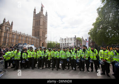 London, UK. 1. Juni 2013. Kundgebung in Westminster gegen die BNP Nationalpartei von anti-faschistischen Aktivisten © Sebastian Remme Stockfoto