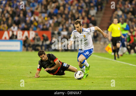 Zaragoza, Spanien. 1. Juni 2013. Real Zaragoza 1-3 Atletico de Madrid. Montañés (Real Saragossa Mittelfeldspieler) in Aktion während der spanischen La Liga-Spiel zwischen Real Saragossa und Atletico de Madrid aus dem Estadio De La Romareda. Bildnachweis: Action Plus Sport Bilder/Alamy Live News Stockfoto