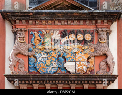 Wappen von Allianz oder Ehe, Schloss Weilburg Schloss Weilburg ein der Lahn, Hessen, Deutschland, Europa Stockfoto