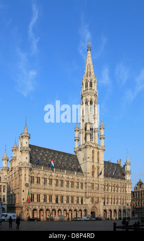 Belgien; Brüssel; Grand Place, Rathaus, Hôtel de Ville Stockfoto