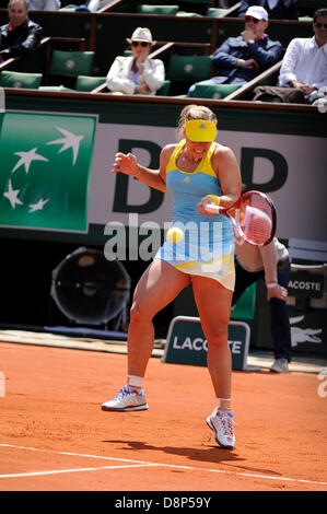 Paris, Frankreich. 2. Juni 2013. Angelique Kerber Deutschlands in Aktion während des Spiels zwischen Angelique Kerber Deutschlands und Svetlana Kuznetsova Russlands in der vierten Runde der French Open von Roland Garros. Stockfoto