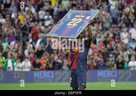 Barcelona, Spanien. 1. Juni 2013. Schlusstag der 2012 / 13 La Liga Saison.   Bild zeigt Abidal während Abidal Abschied nach Spiel FC Barcelona vs. Malaga im Camp Nou. Bildnachweis: Action Plus Sport Bilder/Alamy Live News Stockfoto