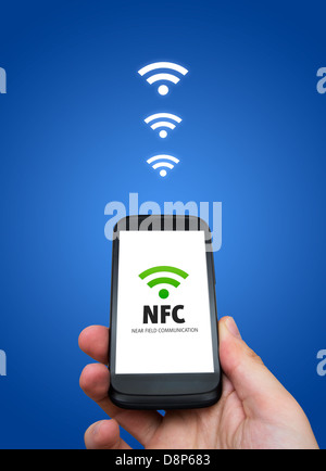 Nahfeld-Kommunikation. NFC Zahlungstechnologie banking Stockfoto