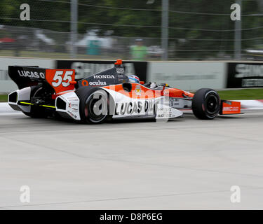 Detroit, Michigan, USA. 2. Juni 2013. Tristan Vautier (55) auf dem Platz während des Trainings vor dem Rennen 2 auf dem Raceway im Belle Isle Park am 2. Juni 2013 in Detroit, MI. Tom Turrill/CSM/Alamy Live News Stockfoto